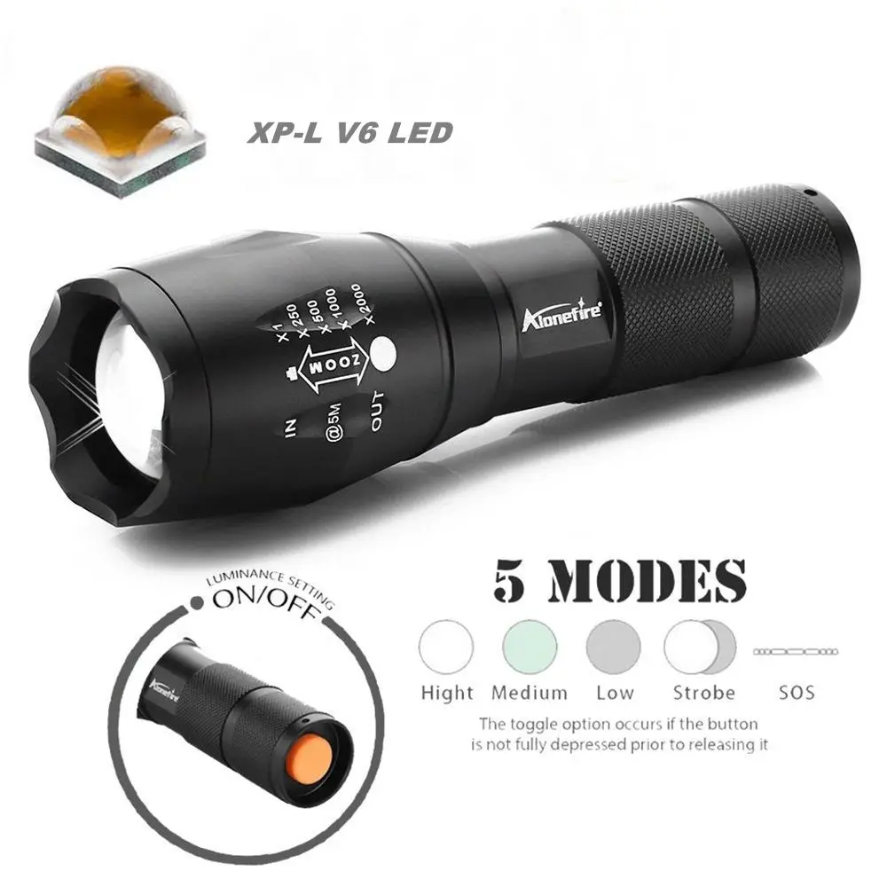 AloneFire E17 мощная 13 Вт масштабируемый светодиодный фонарик CREE XP-L V6 L2 T6 светодиодный 9000LM Водонепроницаемый светодиодный фонарь linterna фонарик для 18650 батарея