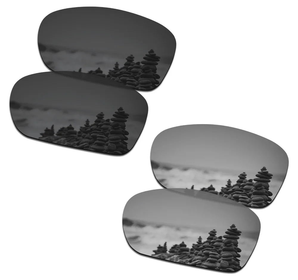 

SmartVLT 2 Pairs Polarized Sunglasses Replacement Lenses for Oakley Dispute Stealth Black and Silver Titanium