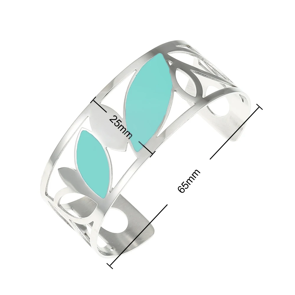 Legenstar манжеты широкие браслеты Femme Bijoux капля Черный Эмаль Нержавеющая сталь Argent