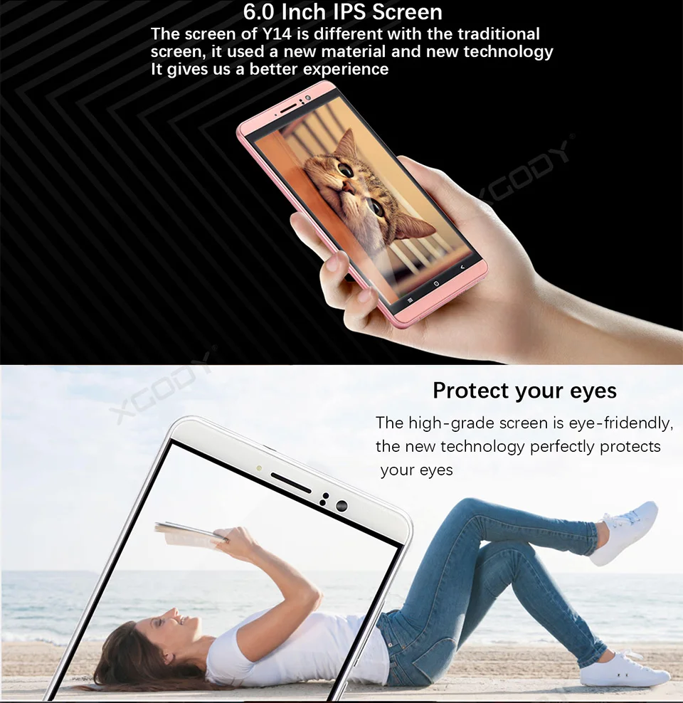 XGODY 3G Dual Sim смартфон 6 дюймов Android 5,1 мобильный телефон MTK6580 четырехъядерный 1 ГБ ОЗУ 8 Гб ПЗУ 5Мп камера gps WiFi мобильный телефон