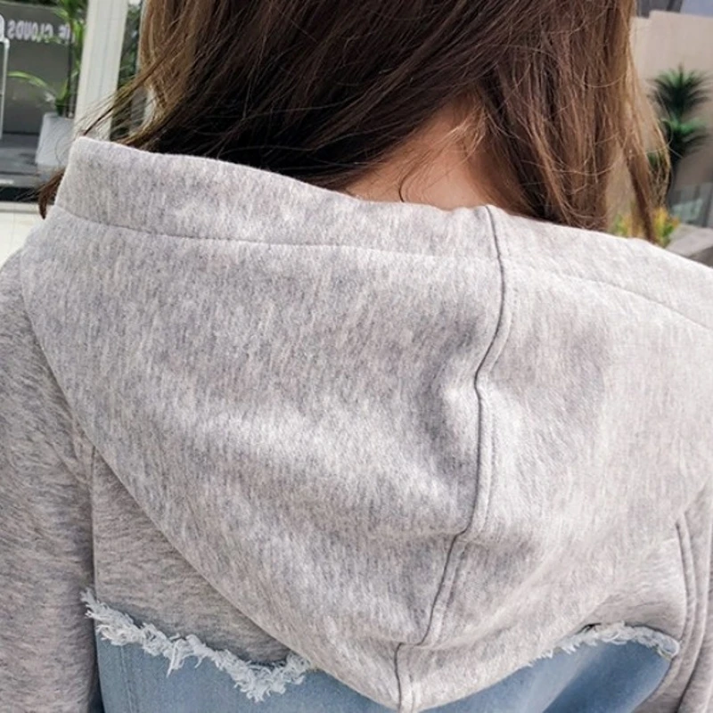 Женское джинсовое платье с капюшоном рваное приталенное мини-платье поясом и