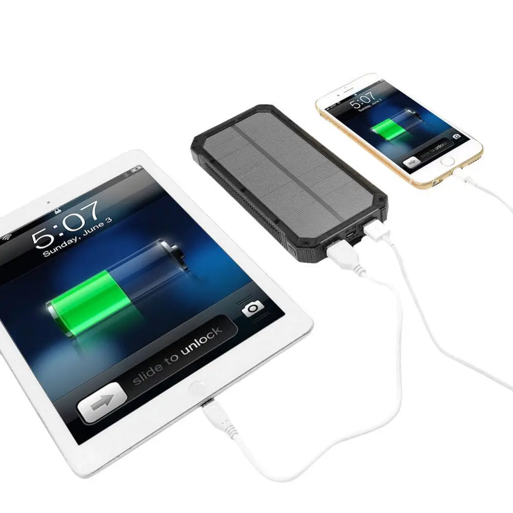 AKASO 300000 мА/ч Портативный Солнечный Мощность мобильные аккумуляторы Dual USB внешний