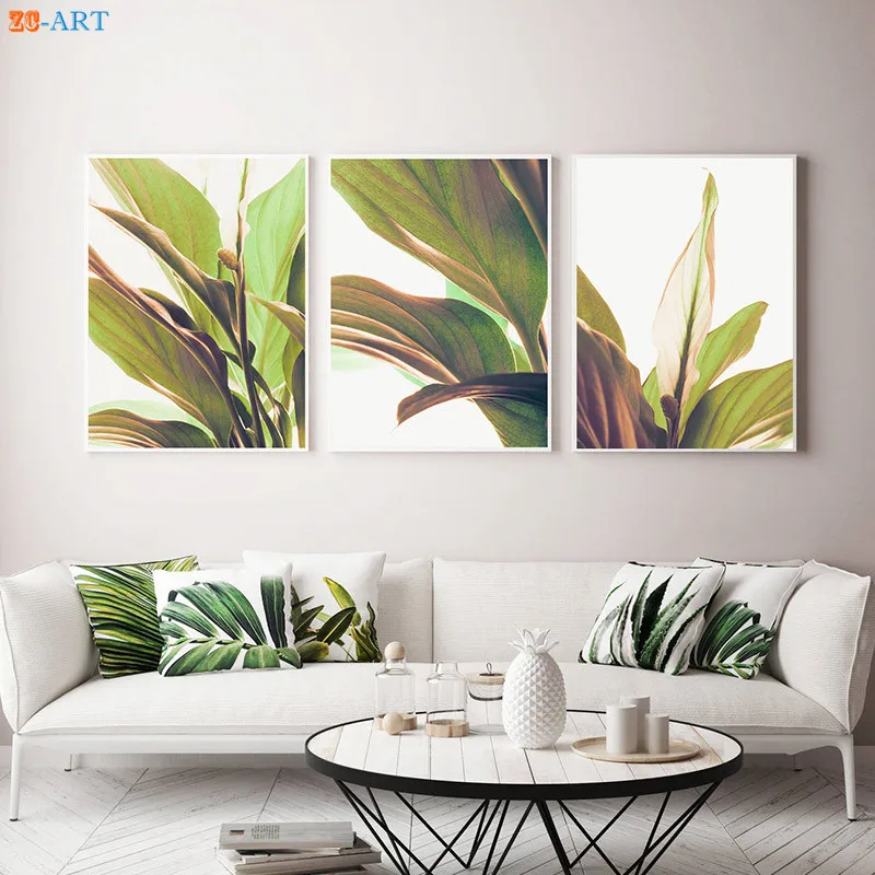 Нордическое зеленое растение с принтом листьев ботаническое современное