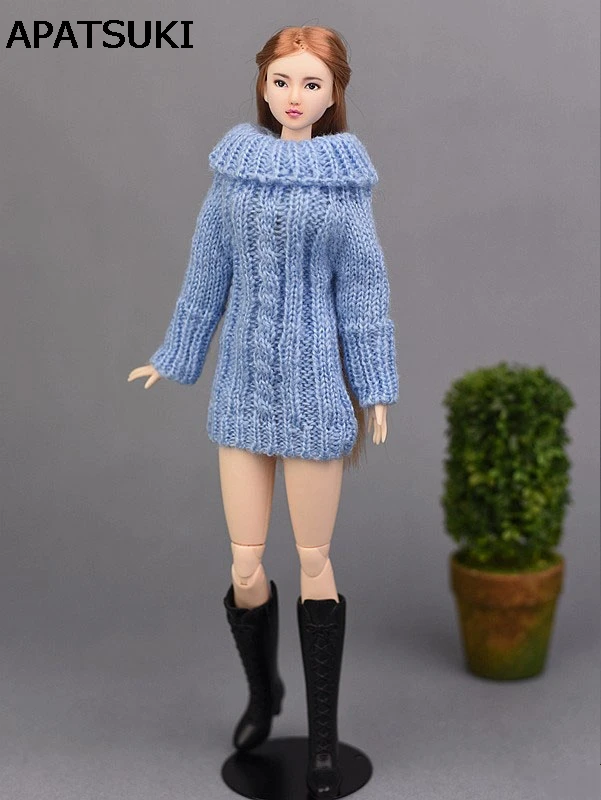 

Blue Handmade Knitted Woven Sweater For Barbie Doll Clothes Tops Coat Dress Doll Clothes 1/6 Doll Accessories Kids Toy