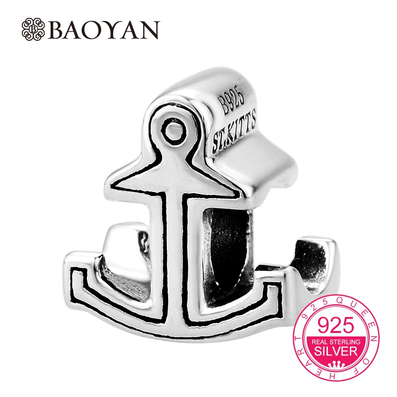 BAOYAN 925 Sterling Silver Anchor Charms fit Bracelets &amp Necklace for Women N1 | Украшения и аксессуары