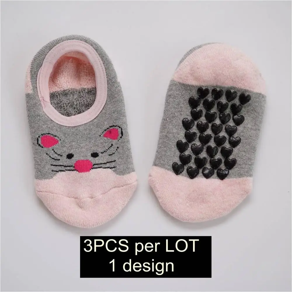 3pcs one lot 3 шт./лот) осенне-зимние носки милые детские короткие носки унисекс для мальчиков и девочек противоскользящие носки-тапочки с героями мультфильмов От 4 до 12 лет - Цвет: 3pcs one lot