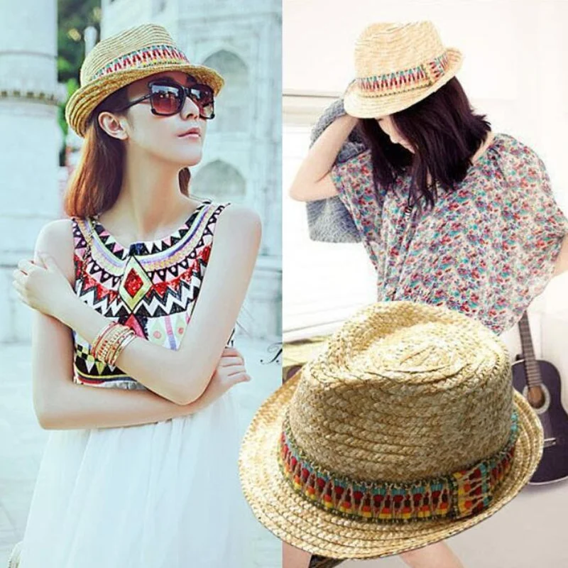 Летняя Пляжная соломенная шляпа с широкими полями от солнца Весна модное