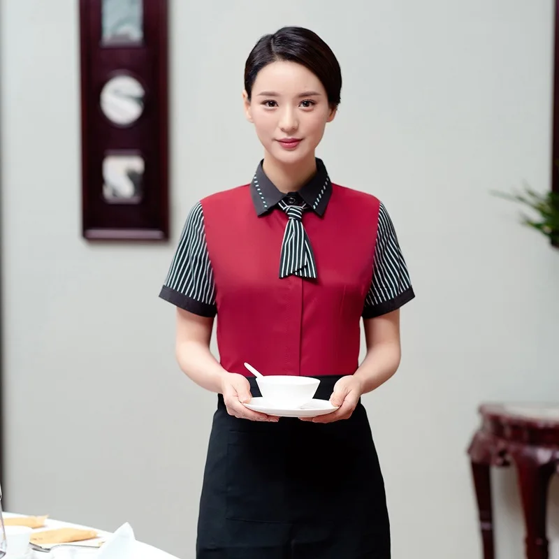 Женская рабочая одежда с короткими рукавами летняя китайская обеденная рубашка