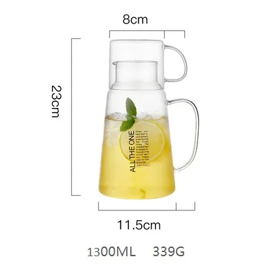 1300ml Hosehold термостойкие бутылки для воды кувшины для холодной воды Бутылка из боросиликатного стекла большая емкость чайник для воды с крышкой чашки Nodic - Цвет: 1300ml