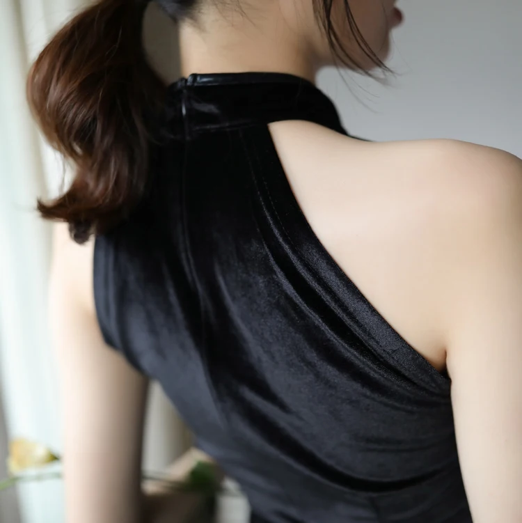 Женское нижнее белье с вышивкой в стиле ретро Cheongsam, сексуальное соблазнительное нижнее белье Babydoll, нижнее белье, ночное платье, черные бархатные сексуальные костюмы