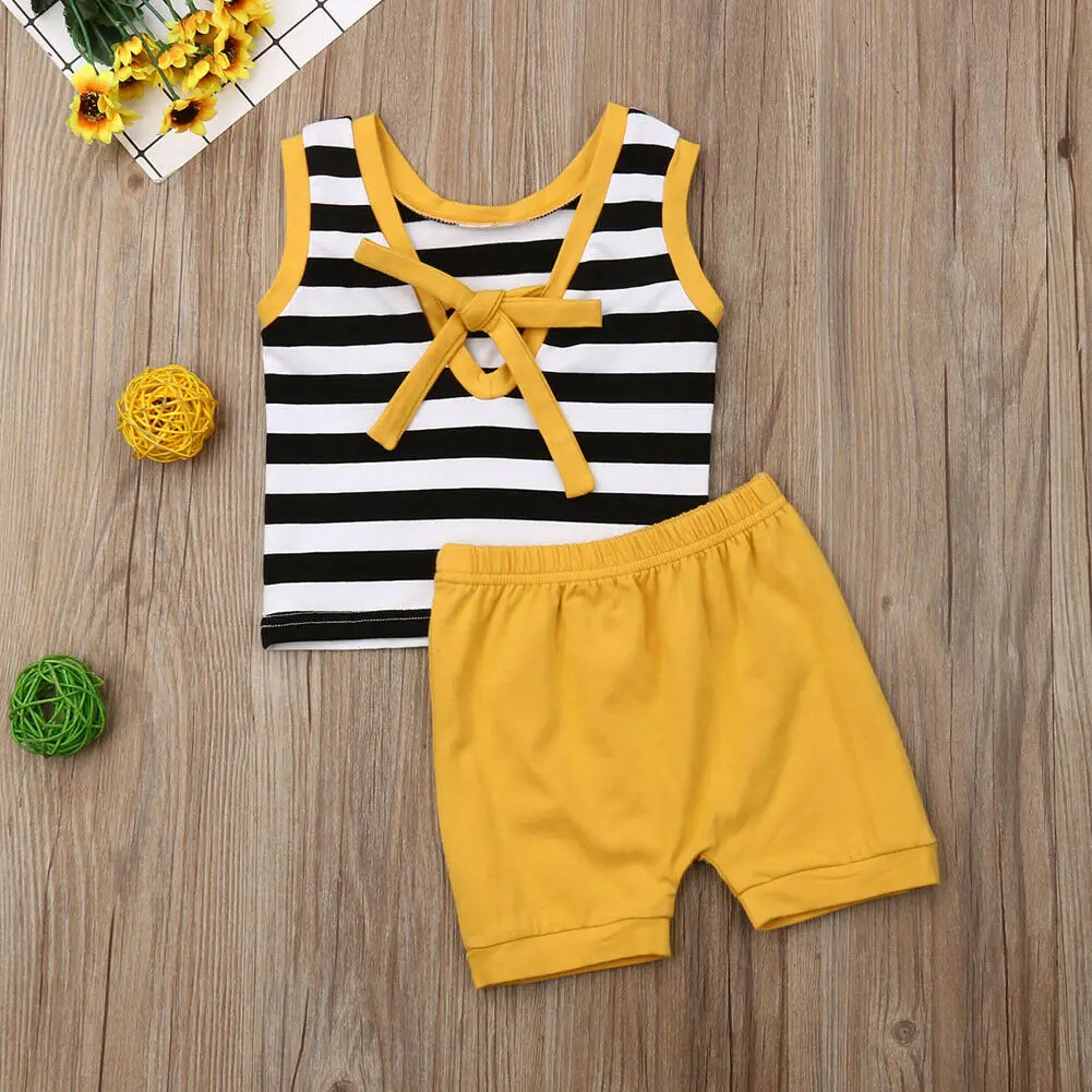 Топ без рукавов для новорожденных девочек Полосатая майка с v-образным вырезом на