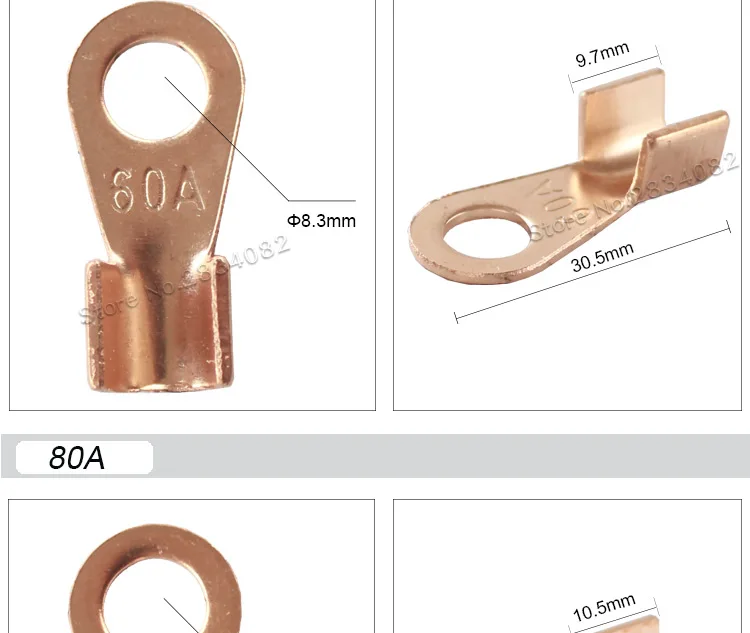 10 шт. OT-10A 20A 30A 40A 50A 60A 80A 100A 150A Dia медь круговой сращивания терминала провода голый разъем батарея кабель