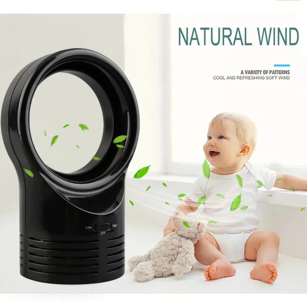Портативный вентилятор без пузырьков мини охлаждения воздуха регулируемая