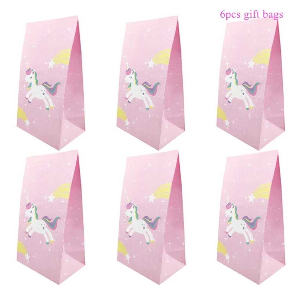 6pcs unicorn 3 Подарочная сумка единорога свадебные сувениры и подарочные бумажные пакеты единорога украшения для дня рождения Детские конфетные сумки Детские принадлежности для душа - Цвет: 6pcs unicorn 3