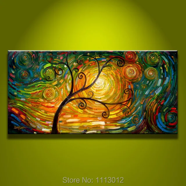 

Hand Painted Modern Abstract Knife Life Tree Oil Painting Canvas 1 Panel Art Set Home Wall Decoration Picture For Living Room