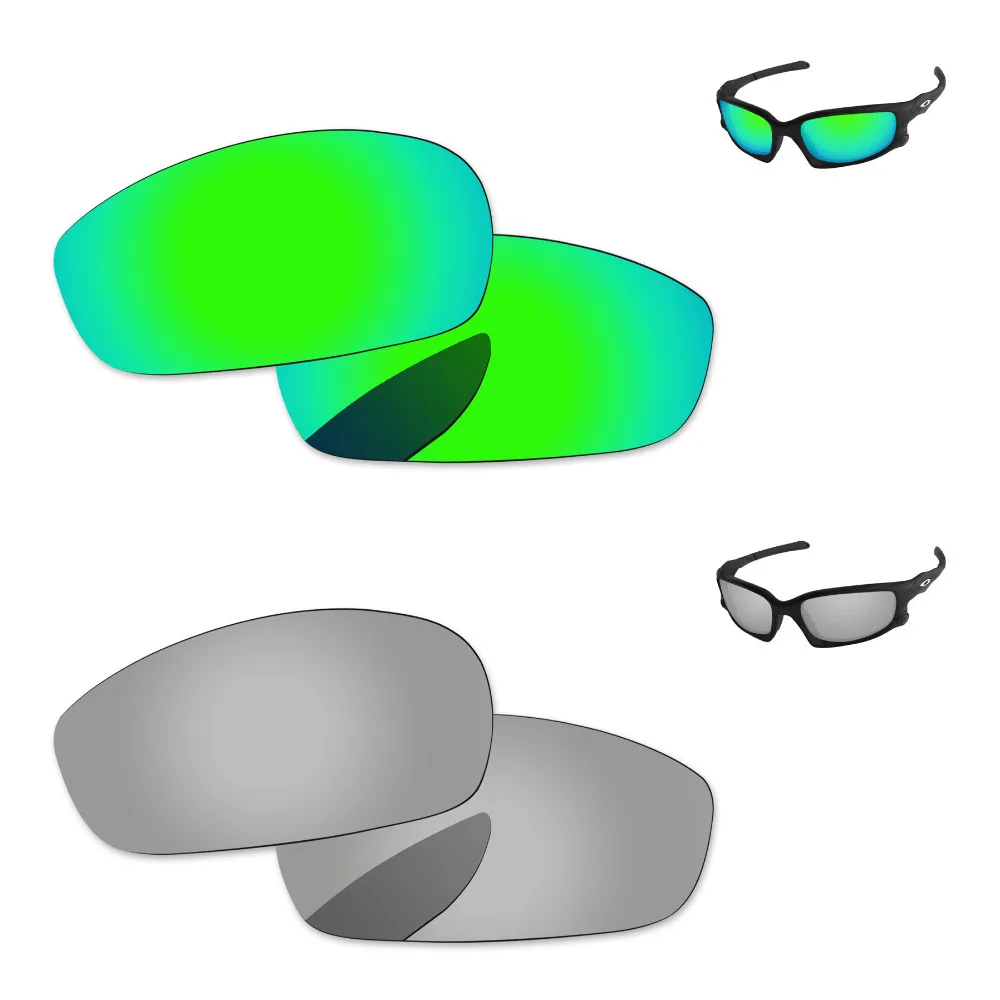 

Хромированные серебристые и зеленые 2 пары зеркальные поляризованные Сменные линзы для сплит солнечные очки к куртке оправа 100% защита от UVA ...