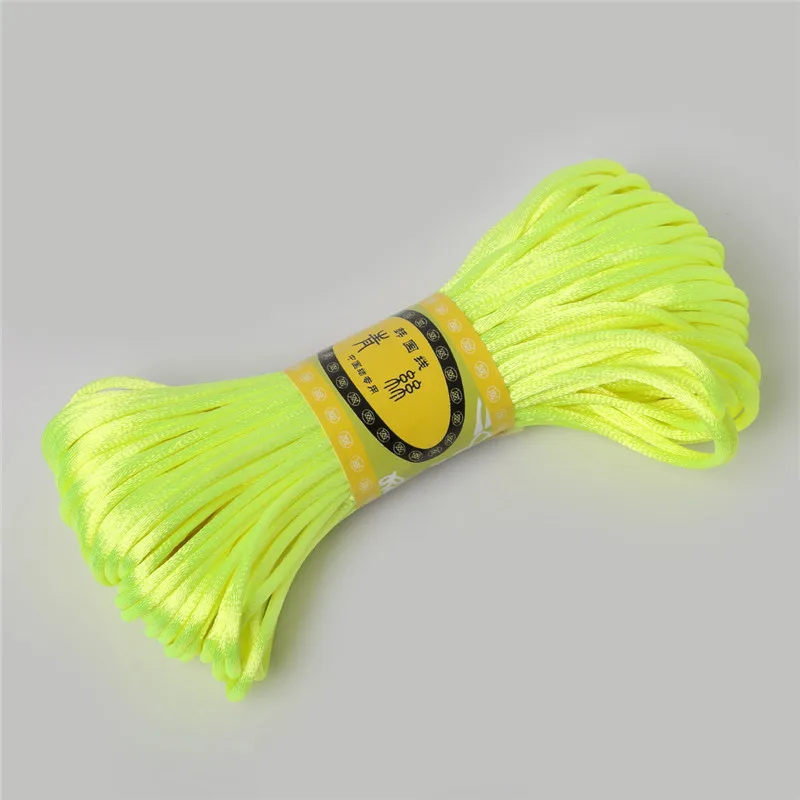 Fluorescent Yellow Сатиновая шелковая проволока для макраме, нейлоновая оплетка Шамбала, сделай сам, китайский узел, браслеты, ожерелье, ювелирные аксессуары, 2,5 мм, 20 м - Цвет: Fluorescent Yellow