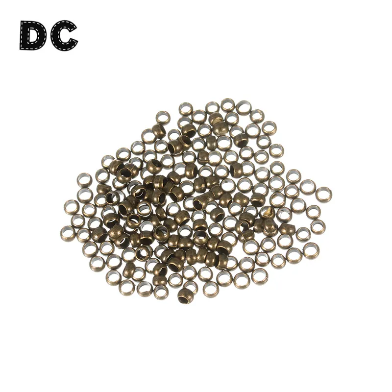 Обжимные концевые бусины 200 шт./лот золотистые/Серебристые/черные/медные