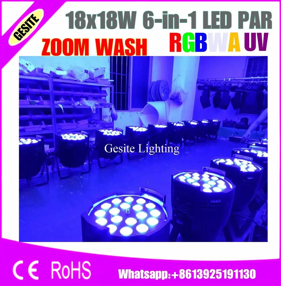 Заводская цена DMX Wash Par Can 6in1 RGBWAUV 18x18w LED Zoom | Лампы и освещение