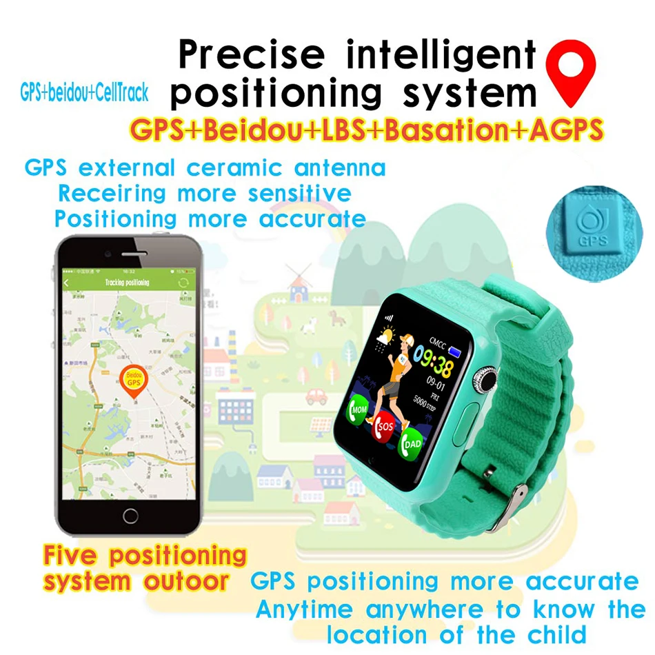 Умные часы для детей GPS позиционирование Смарт-часы телефона водонепроницаемые