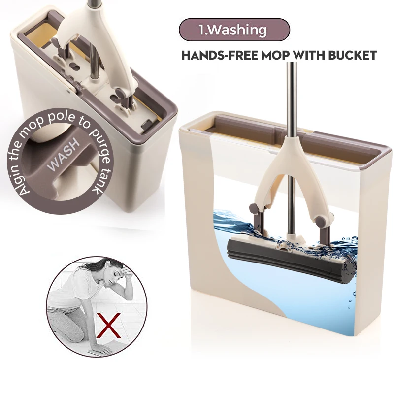 Ведерко для швабры без рук с выдавливаемой пластиной губка ПВА швабра Волшебные