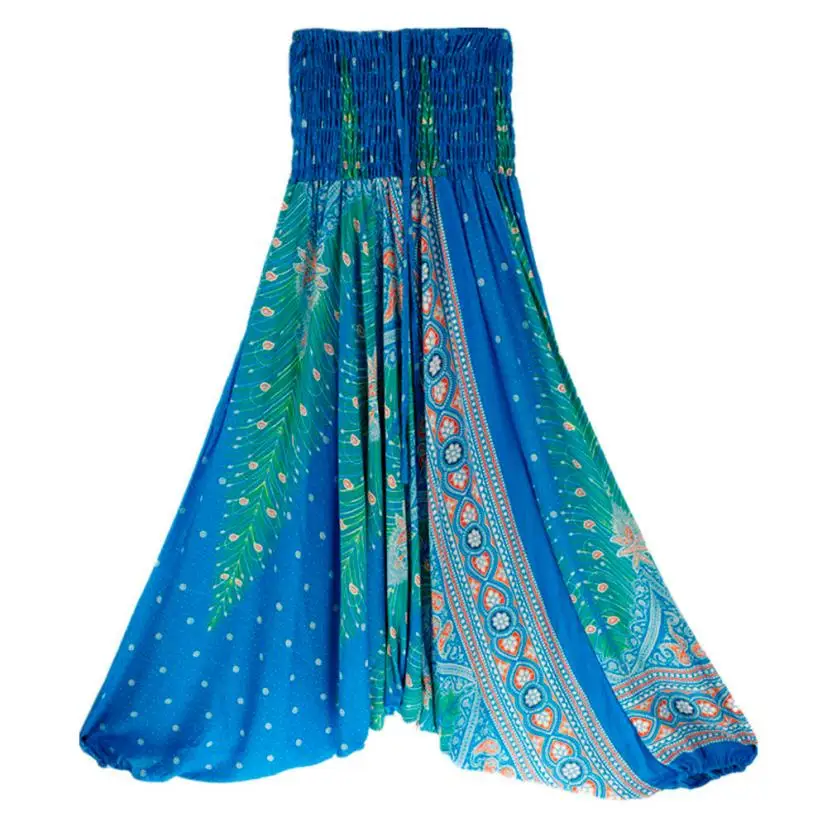 JAYCOSIN, новинка, женские повседневные летние свободные брюки, мешковатые, Boho Aladdin, шаровары, Прямая поставка, 9 августа - Цвет: Blue