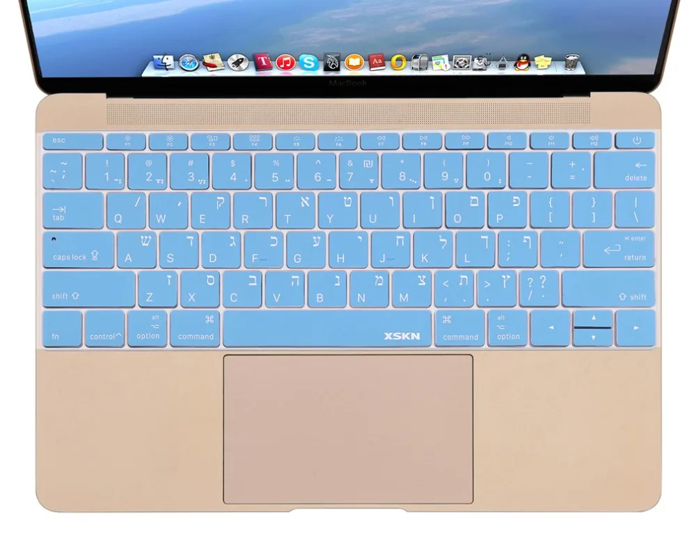 

for New MacBook 12 inch Ultra Thin Hebrew Soft Silicone Keyboard Cover Skin, Blue Keyboard Cover for Macbook 12