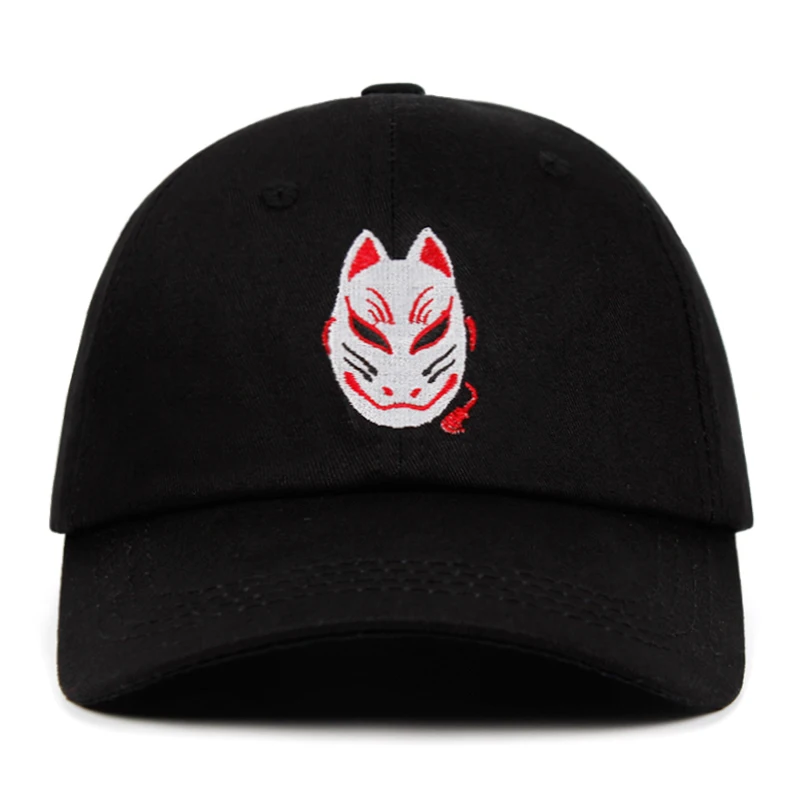 Японская Маска лисы шапка папы маска с вышивкой призрака бейсболка 100% хлопок