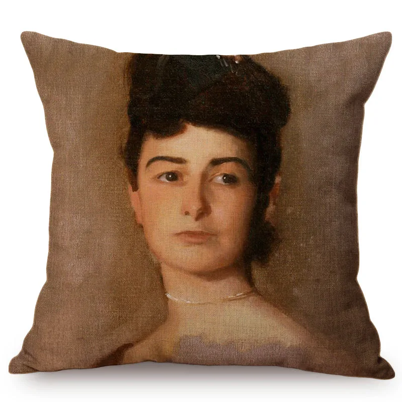 European Style Vintage Noble Woman Self-Portrait Home Decorative Throw Pillow Case Chic Ancient Print Sofa Cushion Cover | Дом и сад