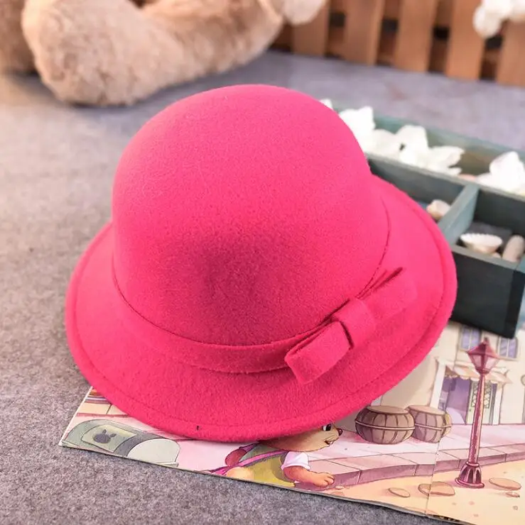 rose Red Seioum новые винтажные детские шляпы для мальчиков и девочек в стиле ретро, фетровая шляпа из полиэстера с широкими полями - Цвет: rose Red