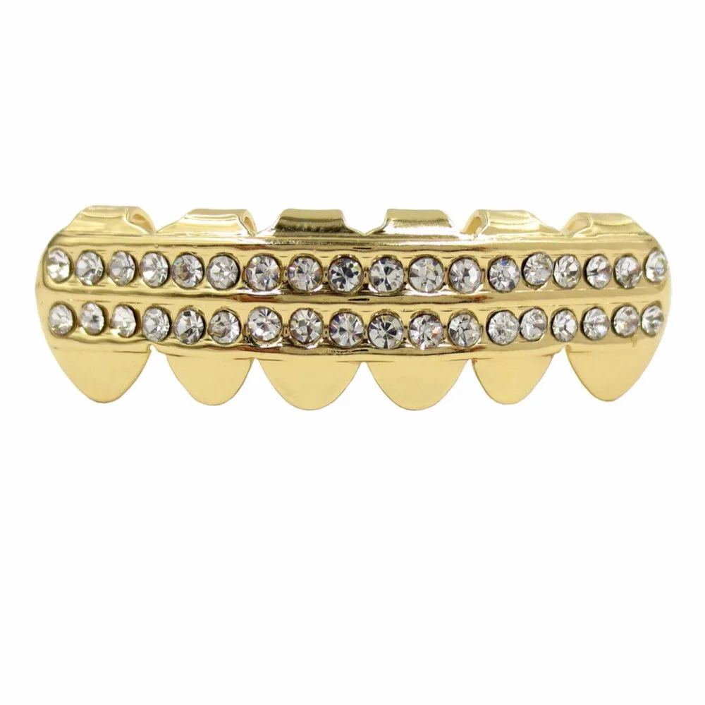 Золотые зубные грили верхние и нижние колпачки набор гриля украшения в стиле