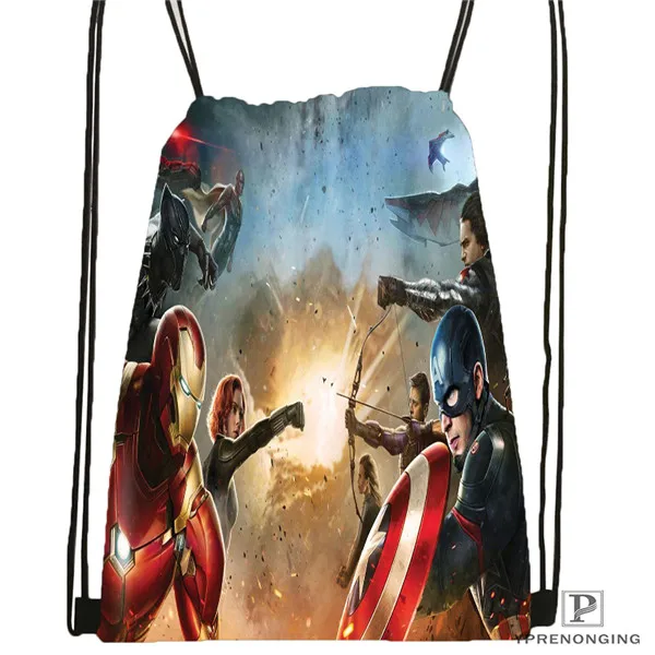 Drawstring Backpack Пользовательские Мстители из комиксов Marvel походная сумка на шнурке для мужчин и женщин милый рюкзак дети ранец(черная спина) 31x40 см#180531-01-42 - Цвет: Drawstring Backpack