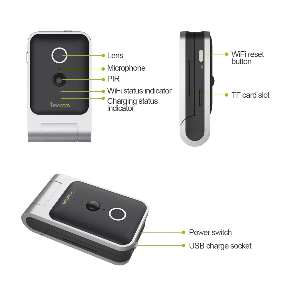 Freecam 720P Full HD мини IP камера облачная односторонняя видеонаблюдения беспроводная с