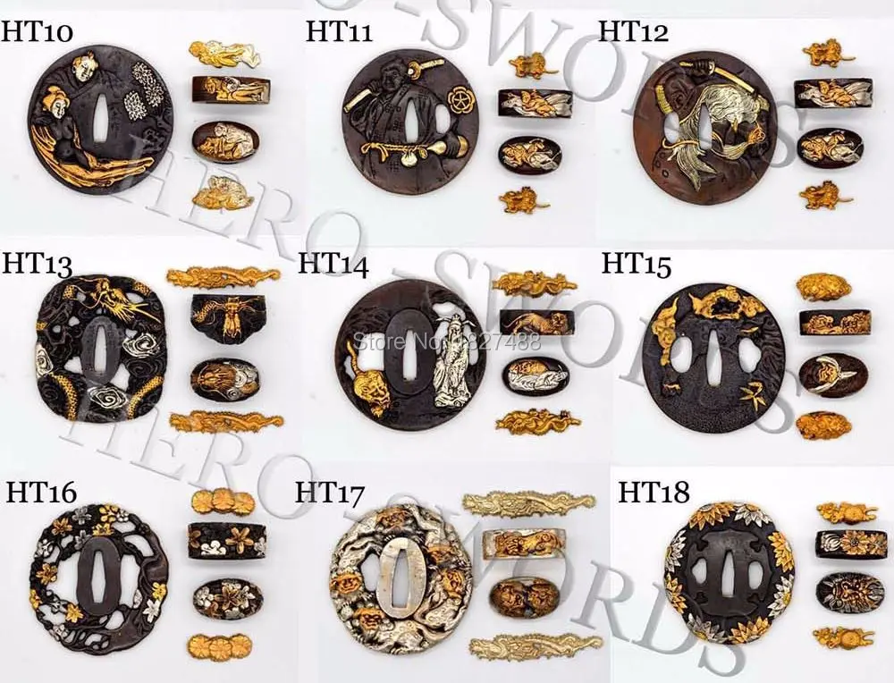 26 отличий узор дизайн японский меч самурая Катана медный фитинг TSUBA + FUCHI KASHIRA