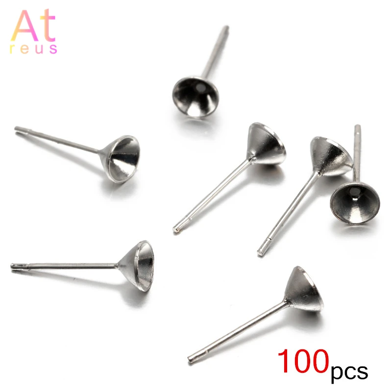 100 шт./лот 5 мм серьги гвоздики Пустой Лоток базовый ободок подходят для