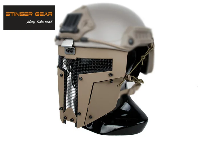 Шлем для страйкбола Stinger Gear SPT Койот коричневая Сетчатая Маска на все лицо
