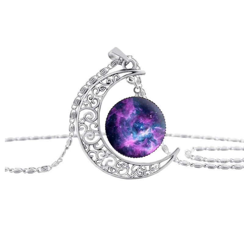 Винтажное ожерелье SUTEYI с подвеской из голубого стекла в виде Галактики античное