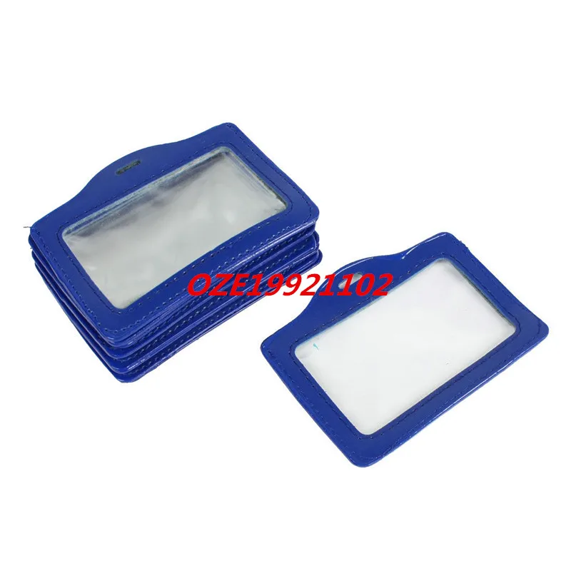 Синий прозрачный горизонтальный держатель для карт из искусственной кожи|holder