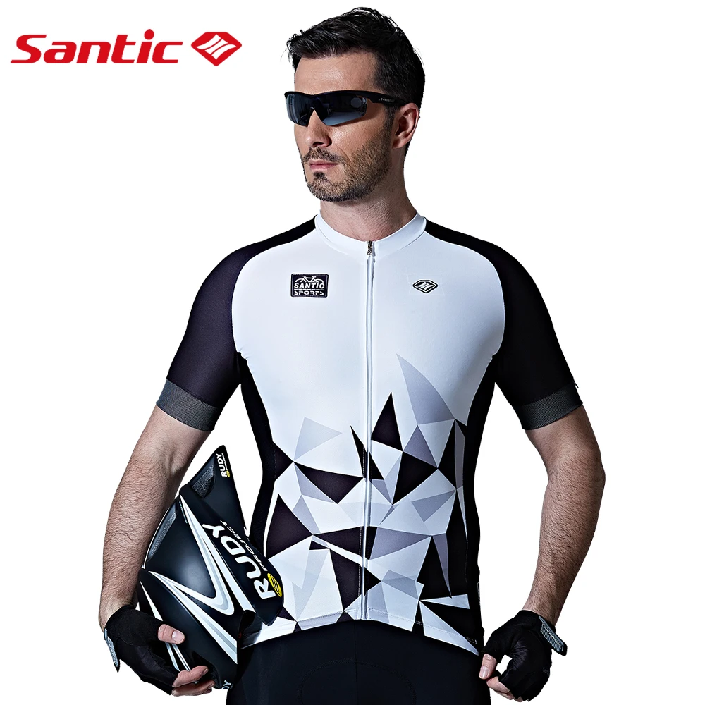 Мужская велосипедная короткая Джерси Santic Pro Fit, высокоэластичная ткань, светоотражающая манжета, для шоссейного велосипеда, короткий рукав, одежда для велоспорта M7C02110