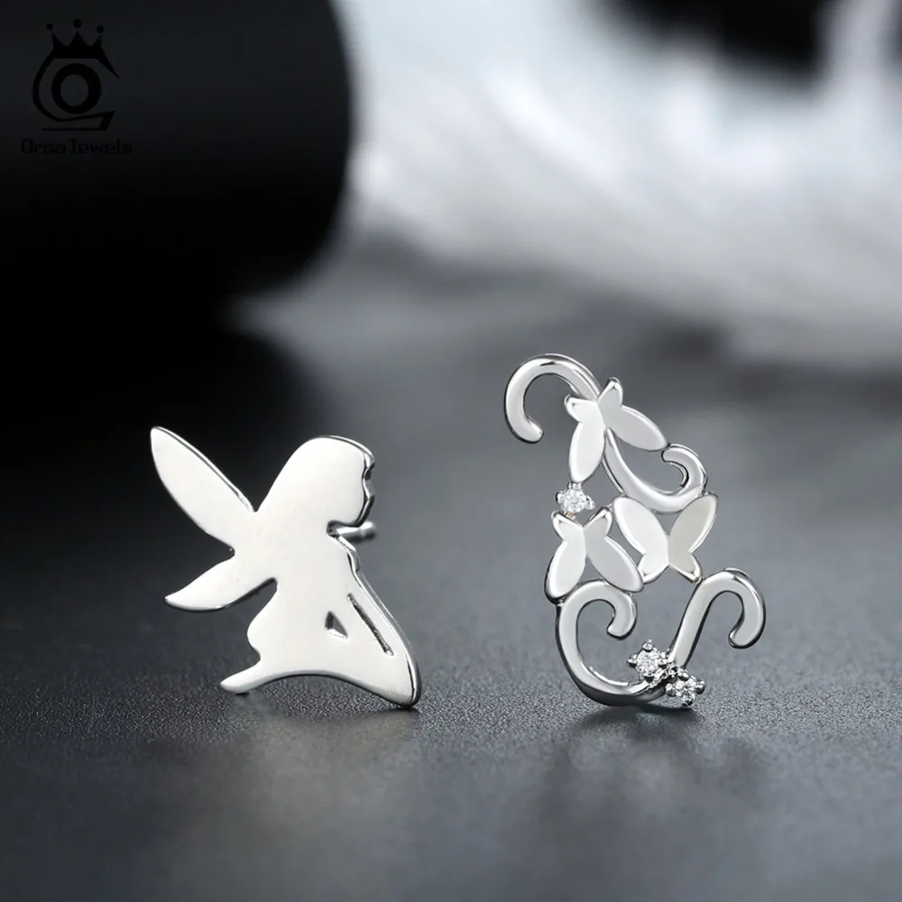 ORSA JEWELS, серебряные серьги-гвоздики из натуральной 925 пробы для женщин, вечерние серебряные женские ювелирные изделия, SE98