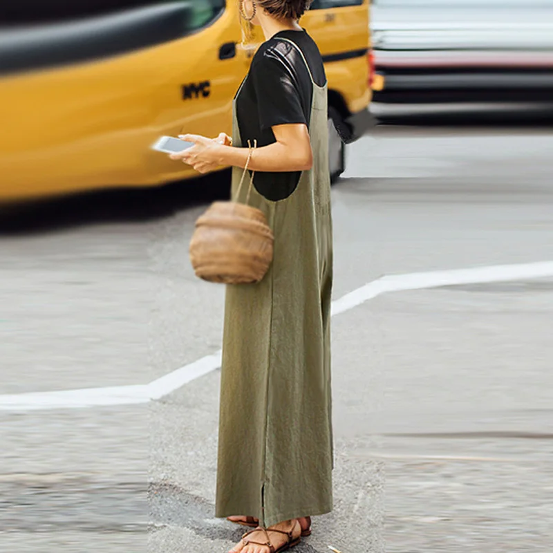 Женский комбинезон на лямках штаны шаровары широкие мешковатый