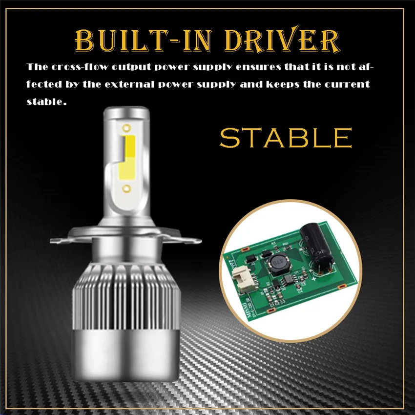 TXVSO8 2X 6000K led h4 автомобильные лампы для фар машины CSP Chips- 3600LM (комплект из 2)
