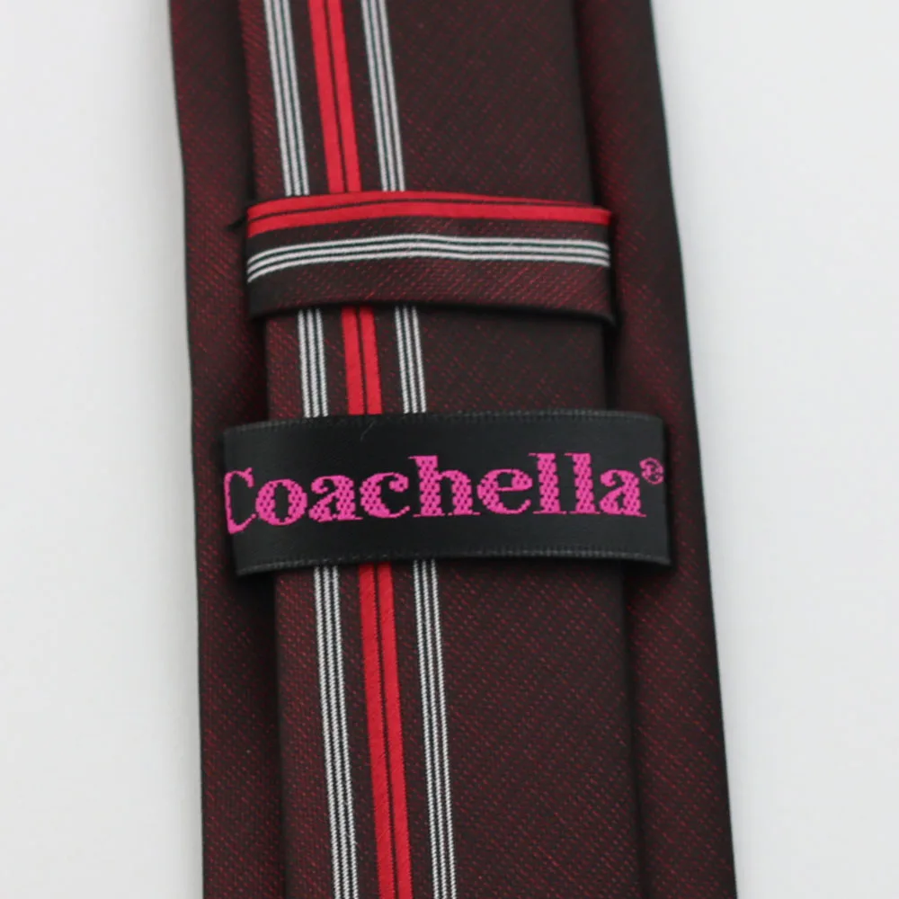 Coachella Галстуки бордовые с серебристой/красной полосой панели дизайн галстук