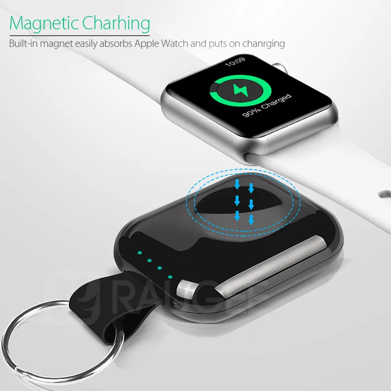 Внешний аккумулятор для Apple Watch 1, 2, 3, 4, 5, беспроводное зарядное устройство, внешний аккумулятор 700 мА/ч, портативное зарядное устройство для путешествий, для улицы, QI, беспроводное зарядное устройство
