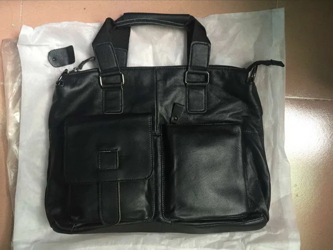 Модная новая сумка для ноутбука из натуральной кожи, мужской деловой портфель, повседневные сумки-мессенджеры, сумки на плечо, мужская сумка через плечо - Цвет: Litchi black line
