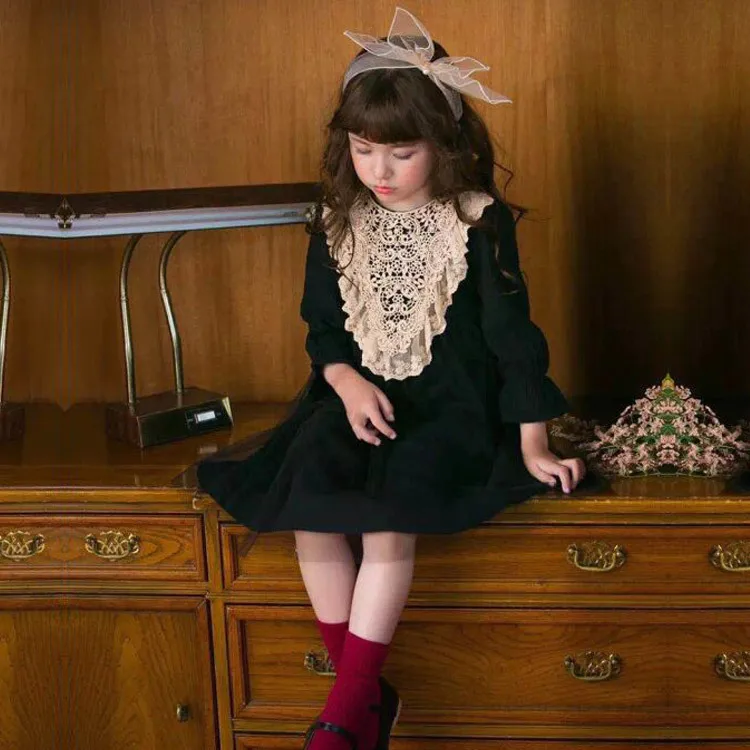 free shipping wholesale newest autumn girls lace mesh cute dresses party beading Princess | Детская одежда и обувь