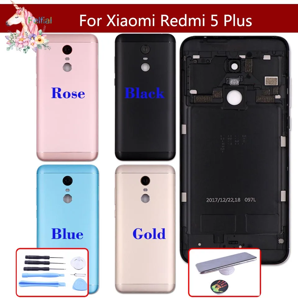 10pcs/lot Original For Xiaomi Redmi 5 Plus Battery cover Back Rear Battery Housing Door Back Cover Case Side Buttons Replacement