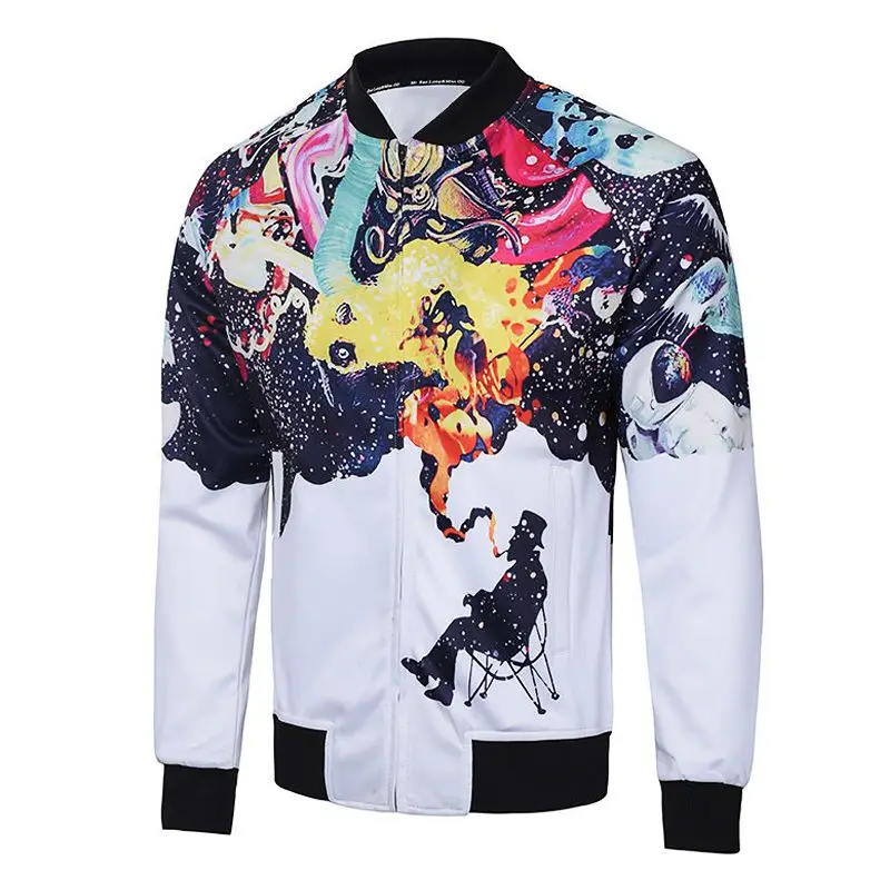 

Fashion Men Clothing Jacket Harajuku Hip Hop Style Chaqueta Hombre Coat Long Sleeve Outerwear Creative Abstract Print Male Tops
