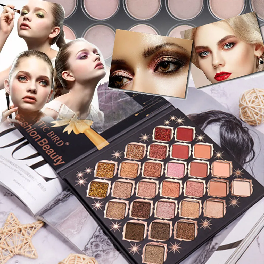 28 цветов теней для век Палитра мерцающие блестящие тени Пудра ля |