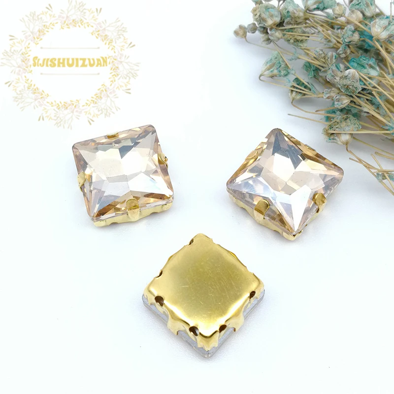 Классический стиль шампанского квадратное стекло Кристалл пришить стразы с